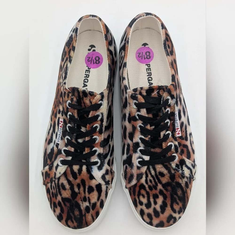 NWT SUPERGA® Fierce Leopard  Chunky Platform Sneaker Size 8.5 Brown/Black/White